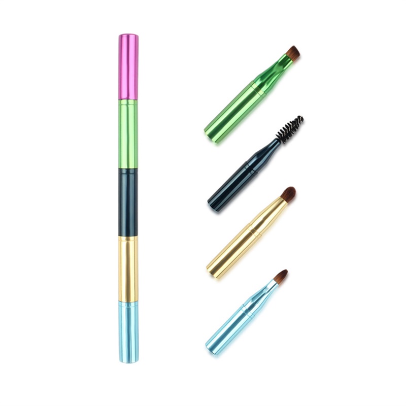 Pennelli per il trucco 4 in 1 colorati: pennelli multifunzionali per sopracciglia, ombretto, labbra e ciglia.