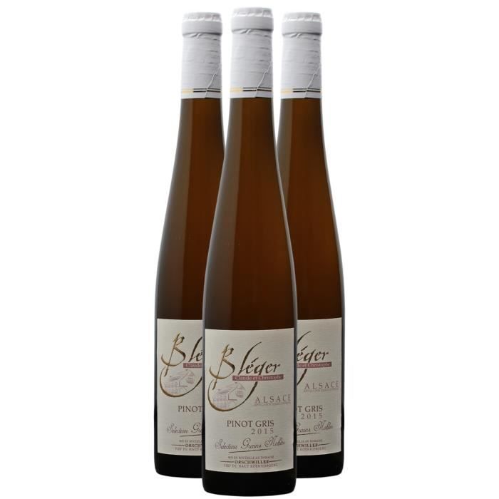 Alsacia Pinot Gris Sélection de Grains Nobles Moelleux Blanc 2015 - Orgánico - Caja de 3 x 50cl - Domaine Claude et Christophe Bléger - Vino