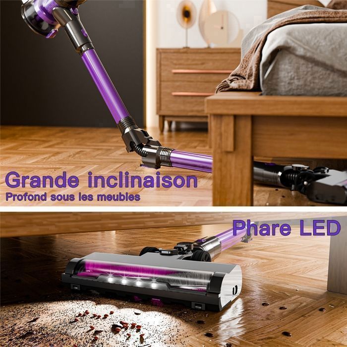 CYANSHARP V8 Cordless Stick Vacuum Cleaner, Bagless Vacuum 130AW, 3 Speeds, Display, 100kRPM BLDC Motor EU, 7 Batteries, CE RoHS