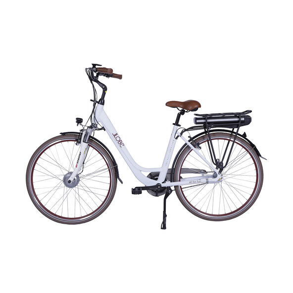 Bicicletă electrică de oraș Metropolitan Joy, alb modern, 28 de colțuri