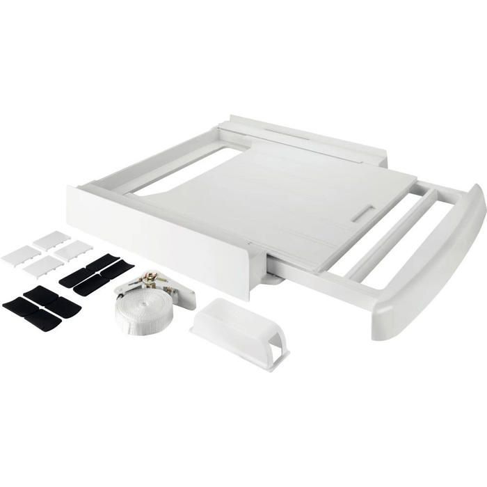 Kit di impilamento universale 2 in 1 WPRO per lavatrice/asciugatrice con cestello per asciugatrice integrato