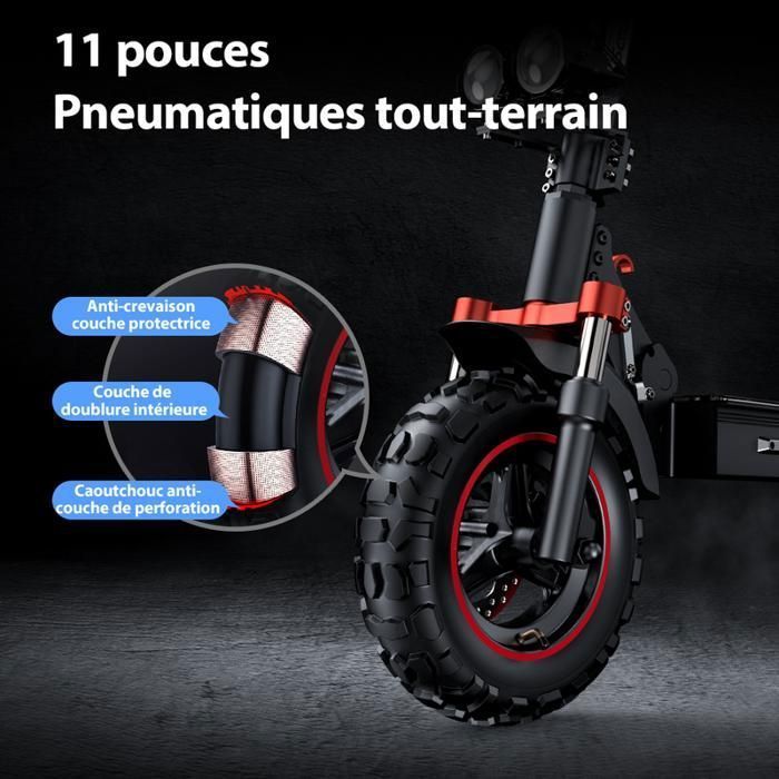 Trottinette Electrique Pliable ISCOOTER iX5S pour Adulte, Autonomie 60KM, Moteur 1000W, Batterie 15Ah, Pneus 11