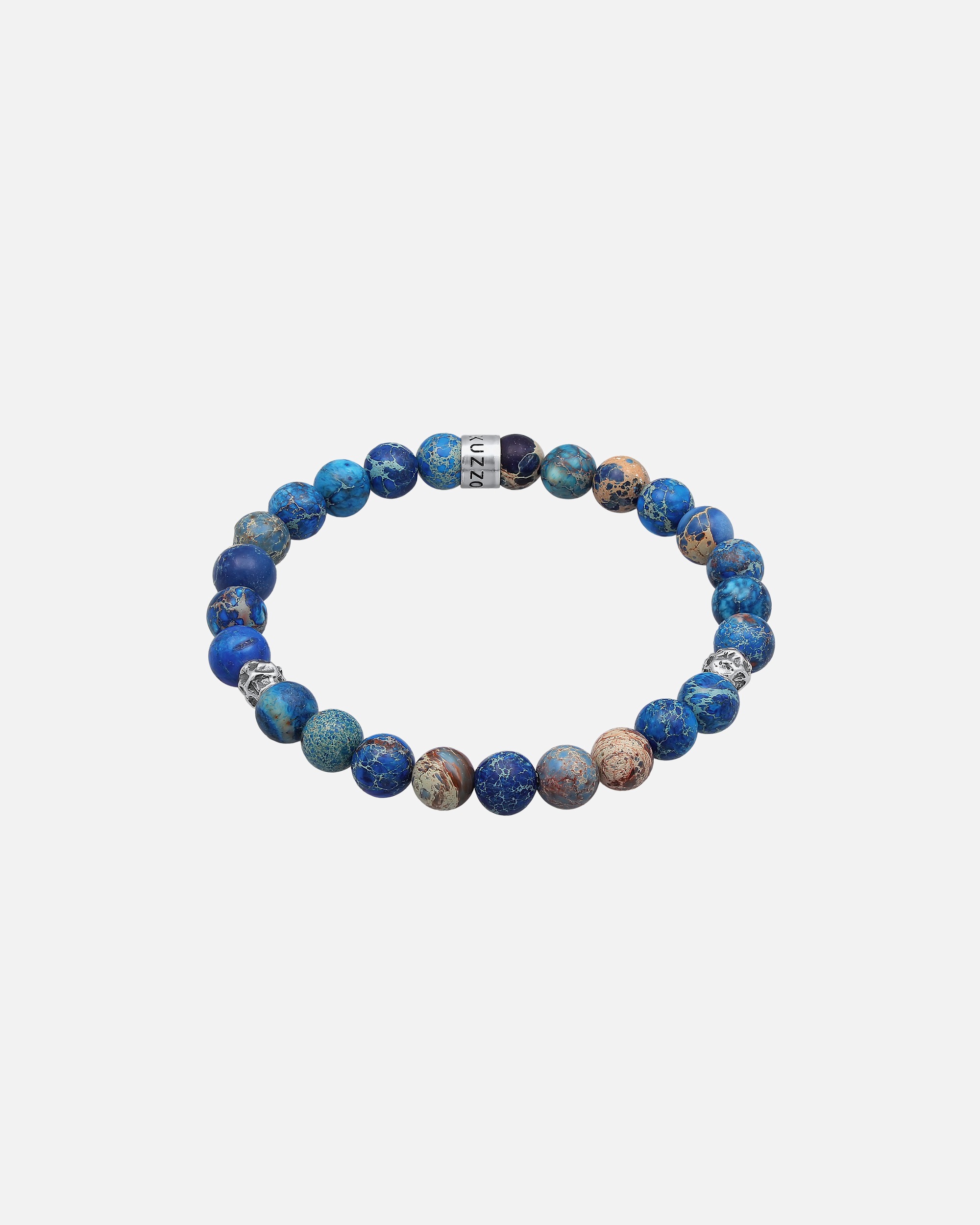 KUZZOI Hommes Beads Tendance boules avec agate Bleu en Argent Sterling 925