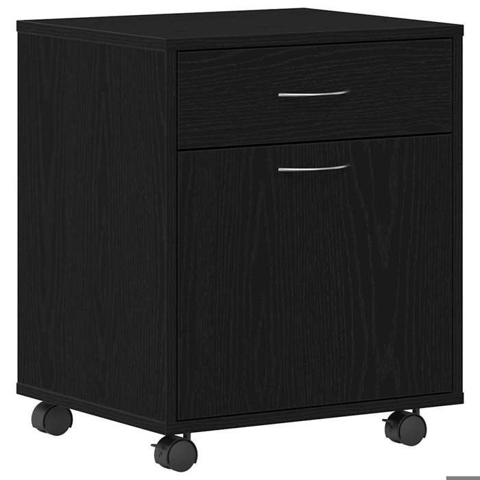 Noir Meuble roulant, CLARENCE, moderne, Chêne noir 45 x 38 x 54 cm Bois d'ingénierie LV32