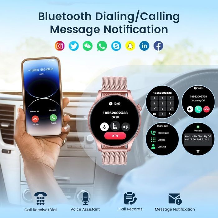 Smartwatch feminino, tela AMOLED de 1,43