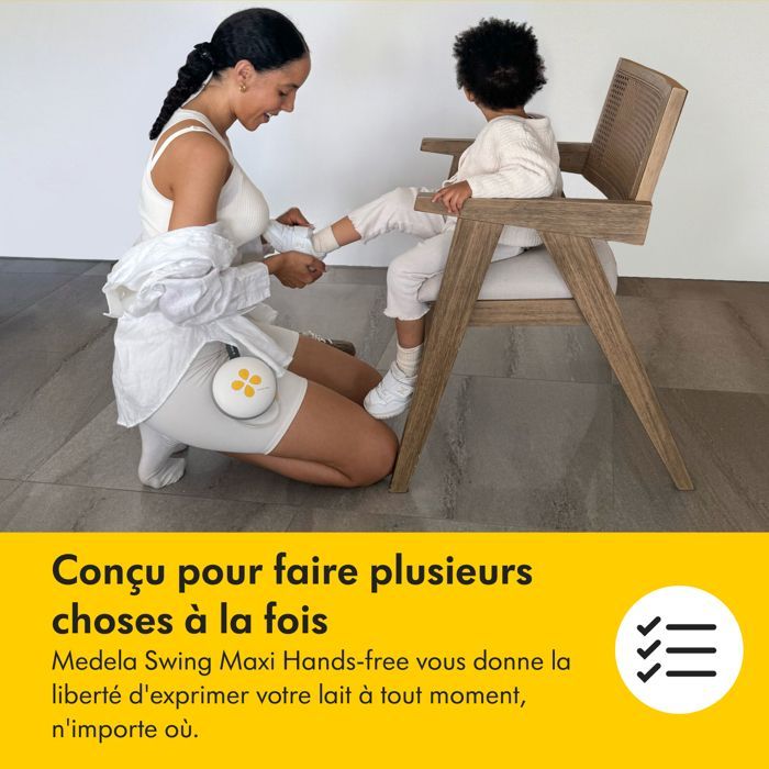 Swing Maxi™ - Tire-lait Électrique Double Hands-free - Compact, Mains Libres, Léger, Ultra-Confortable, Connecté à l’Appli Medela