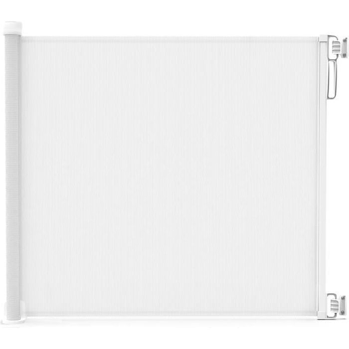 VOUNOT® Barrière de sécurité rétractable à 180cm blanc - Double verrouillage à une main - Pour bébé enfant et chien