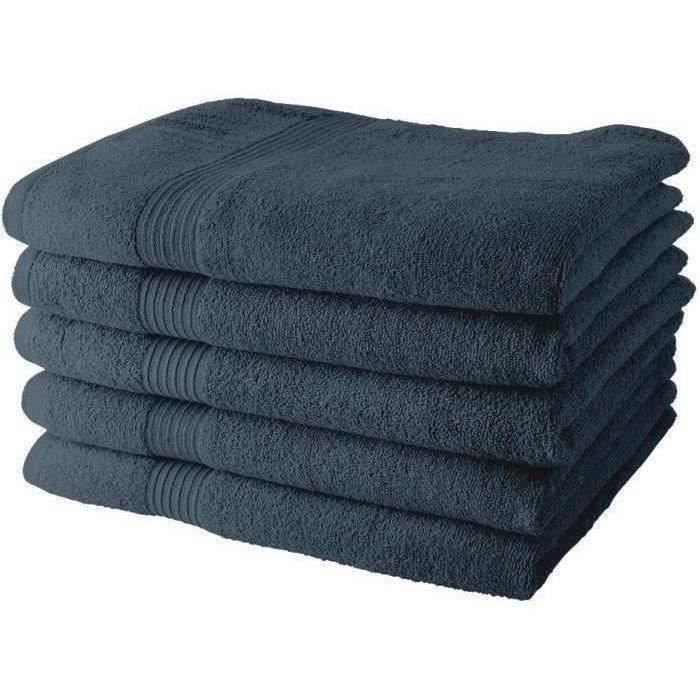 Juego de 5 toallas de baño TODAY de 70x130 cm, 100% algodón - Denim