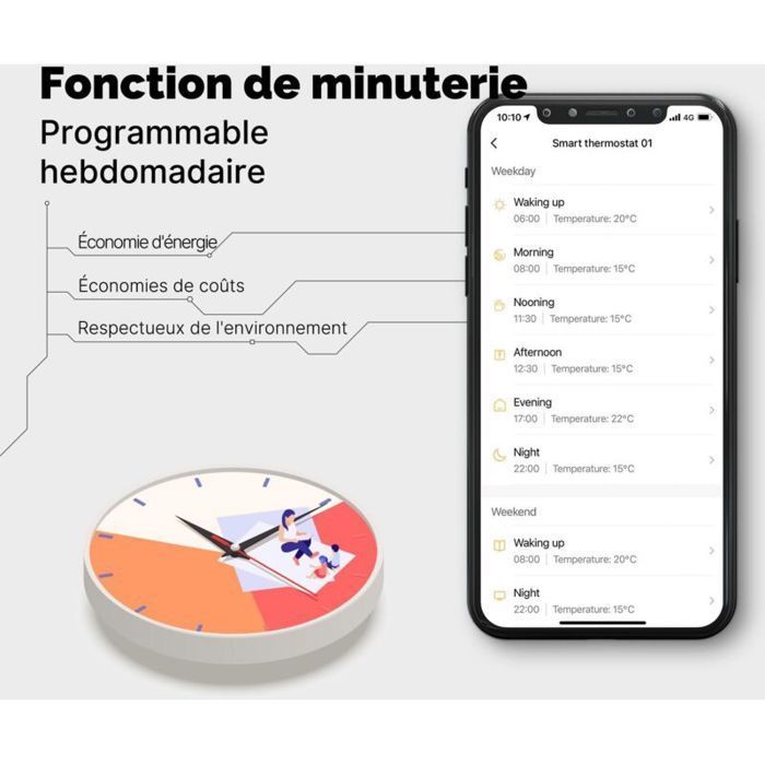 Termostato inteligente WiFi para calderas de gas - MHY® - Compatible con Alexa y Google Home - Control remoto mediante aplicación