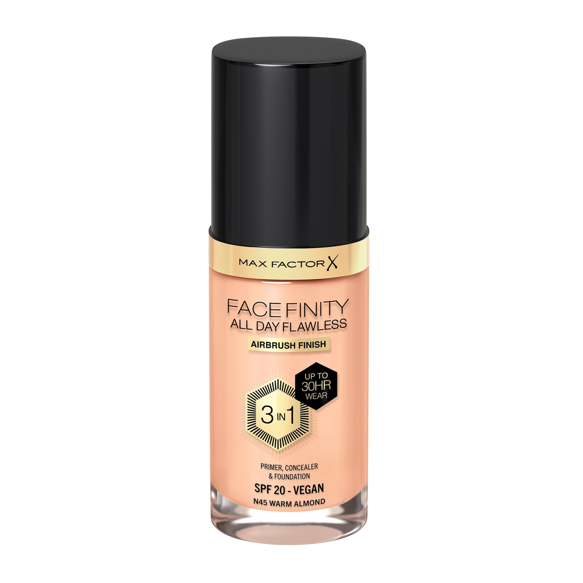 Facefinity All Day Flawless 3-u-1 tekući puder 45 Warm Almond - Max Factor