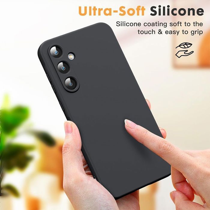 Capa + 2 Protetores de Tela de Vidro Temperado para Xiaomi Redmi Note 14 4G (não compatível com 5G) Capa Protetora Fina de Silicone Macio, Antirriscos, Preta