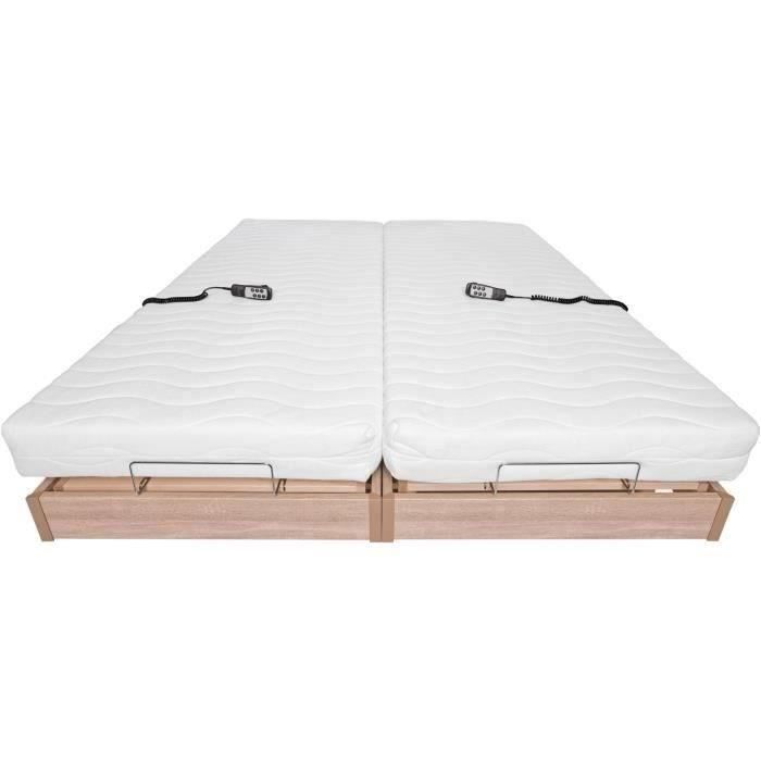 Conjunto Relaxamento: colchão + bases de cama elétricas 2x90x200 - Espuma - Firme - TALCA Fabricado na França