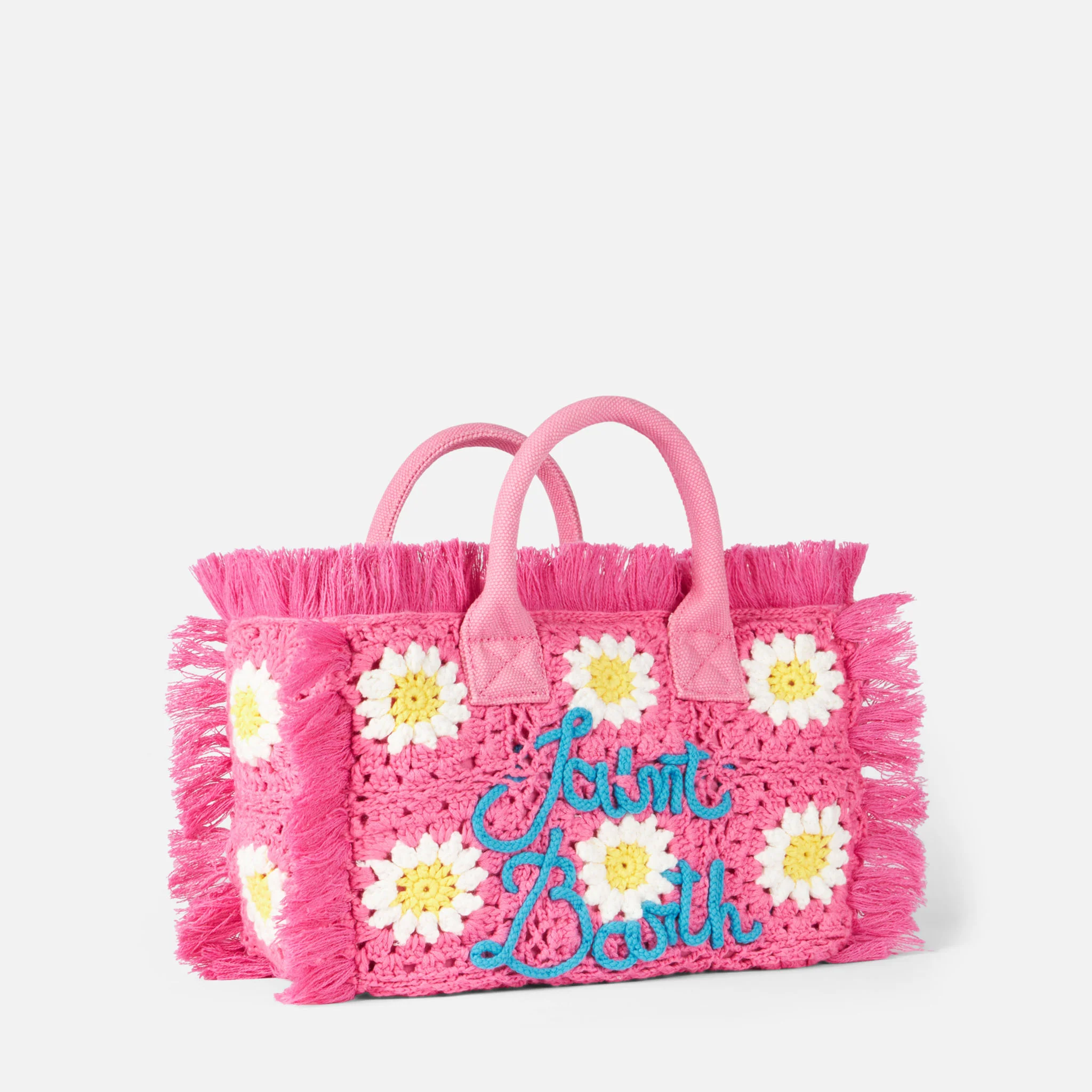 Colette handtas met gehaakte bloemenapplicaties | Saint Barth logo | Binnenvak met rits | 100% katoen | 26 x 14 x 23 cm | MC2 Saint Barth