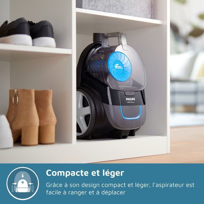 Aspirapolvere senza sacco PHILIPS - FC9331/09 - Serie 3000 PowerPro Compact - 900W - 76dB - Nero intenso