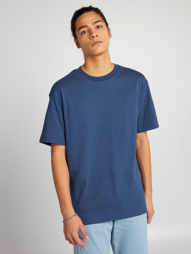 Jersey gebreid T-shirt - BLAUW