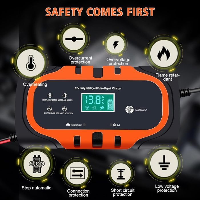 10A 12V auto-/motoracculader, intelligente 12V auto-acculader met accubeheer