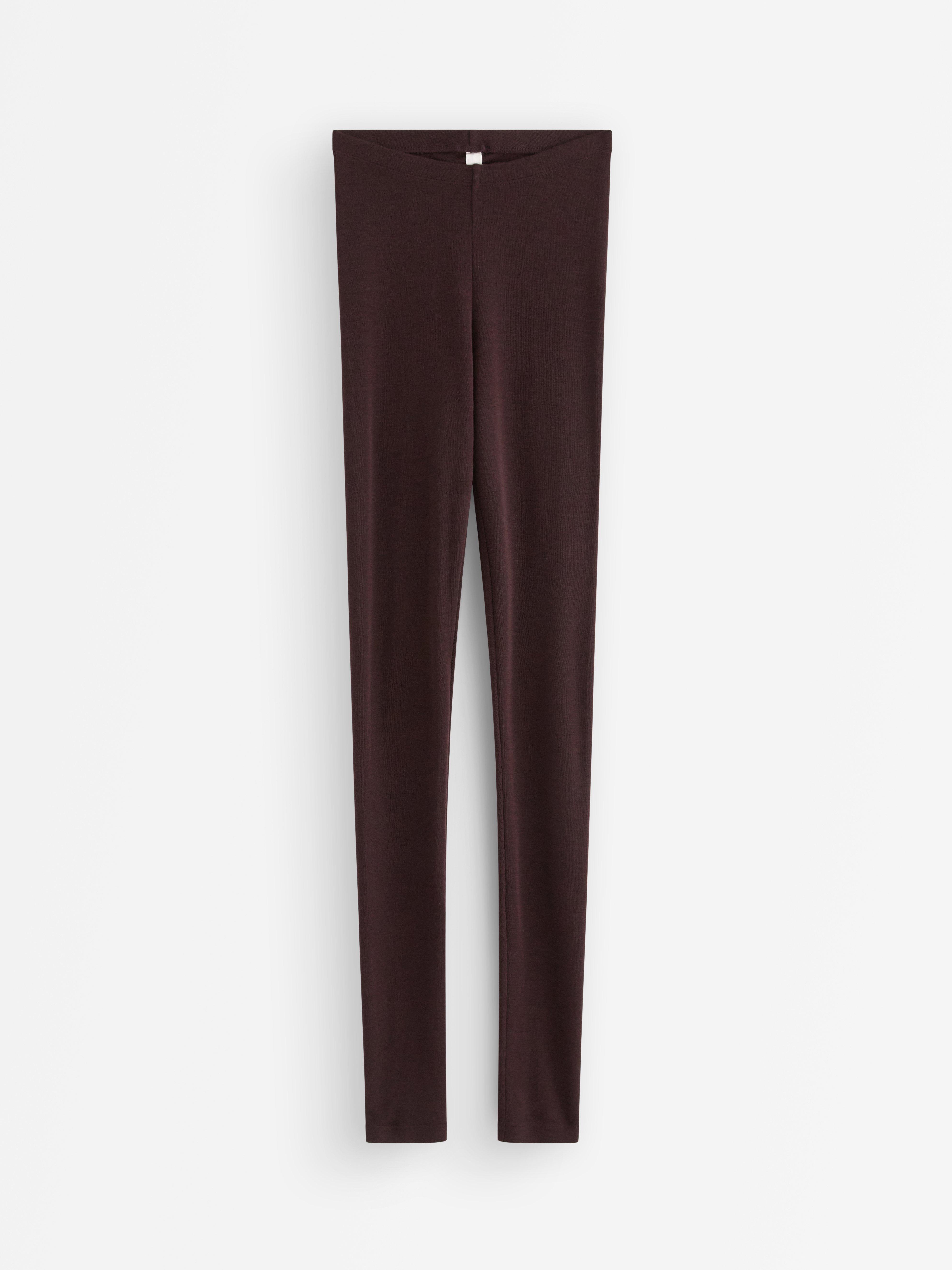 Leggings en laine mérinos rouge foncé poussiéreux