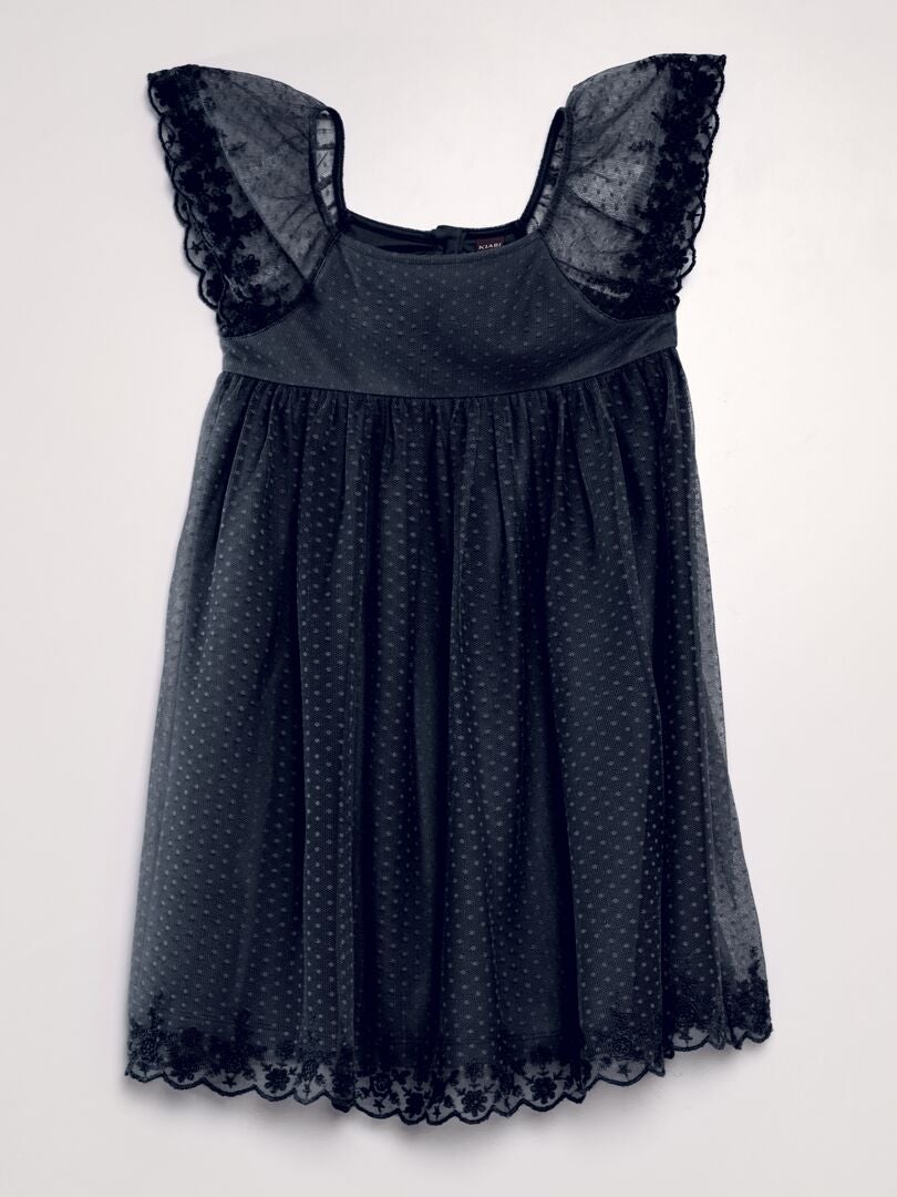 Plumetis tule trapezejurk - blauw