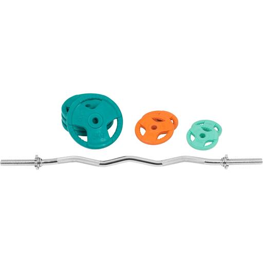 „Gorilla Sports“ 35 kg „Rubber Curl Ez“ komplektas su rankenomis