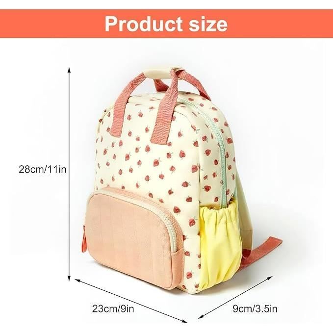 Sac à dos - MARQUE - Modèle - Imprimé fraise rose - 28 x 23 x 9 cm - Rembourré pour enfant