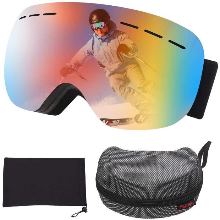 Gafas de esquí OTG, gafas protectoras con lente esférica de doble capa, gafas de snowboard resistentes al viento UV400, antivaho.