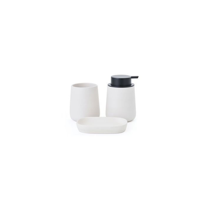 MAONIE Matte White Ceramic Bathroom Accessory Set of 3 MSV