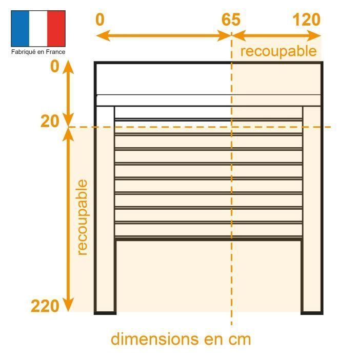 Rollladen H220 cm x B120 cm PVC, in Breite und Höhe kürzbar - Funkbetrieb - Farbe: Weiß -