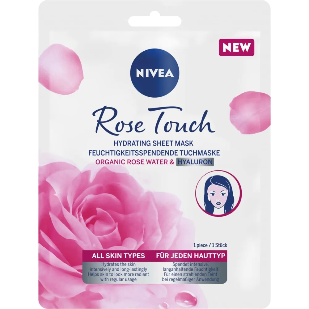 Nivea Rose Touch Nawilżająca Maska w płachcie z organiczną wdą różaną