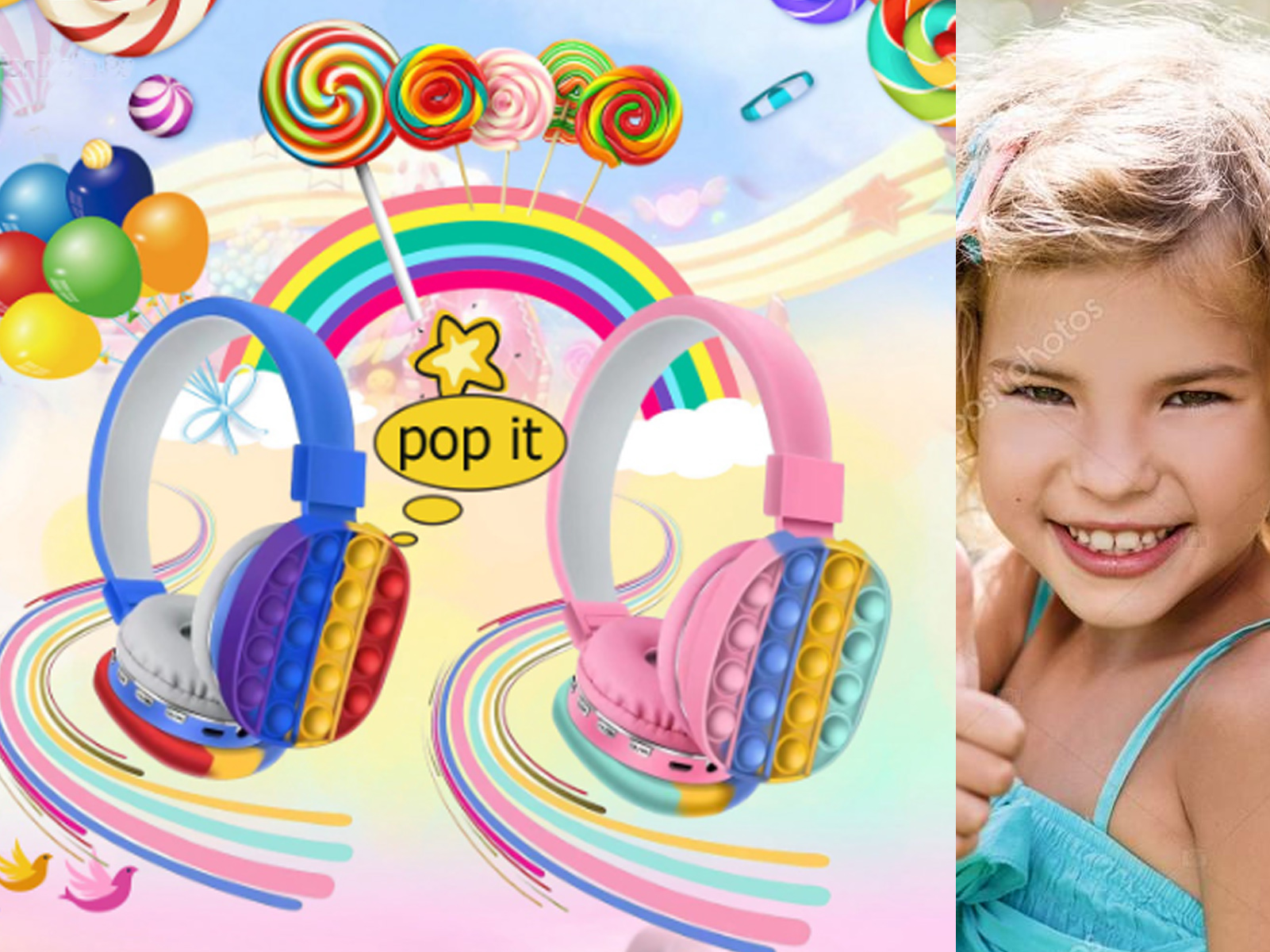 Auriculares Bluetooth 5,0 Inalámbricos Pop It Klack-kompatibel med Iphone Xiaomi Samsung Huawei