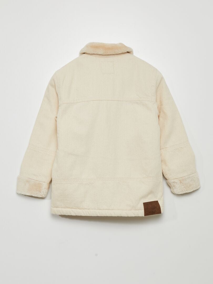 Canvasjas met sherpa-voering - BEIGE