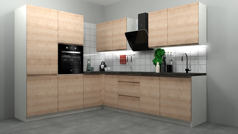 Komplet kuchenny narożny Sole 230x275 cm dąb arlington