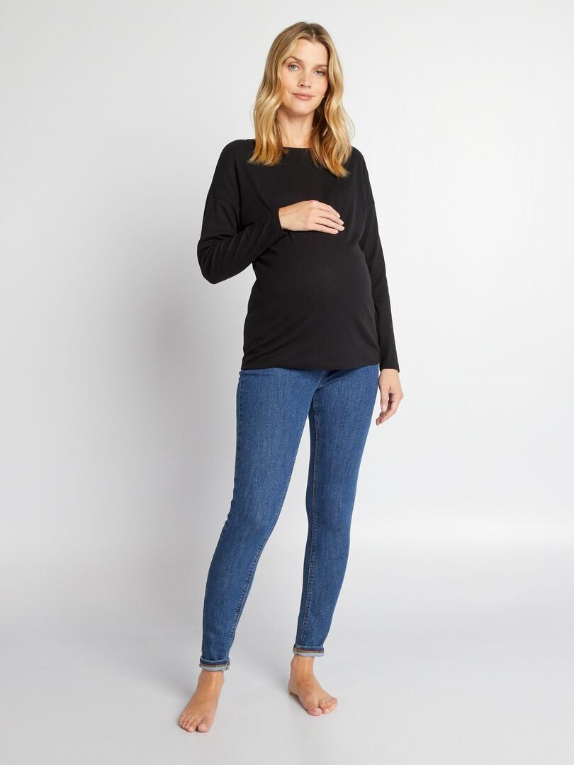 Calça jeans skinny de maternidade com elastano - AZUL