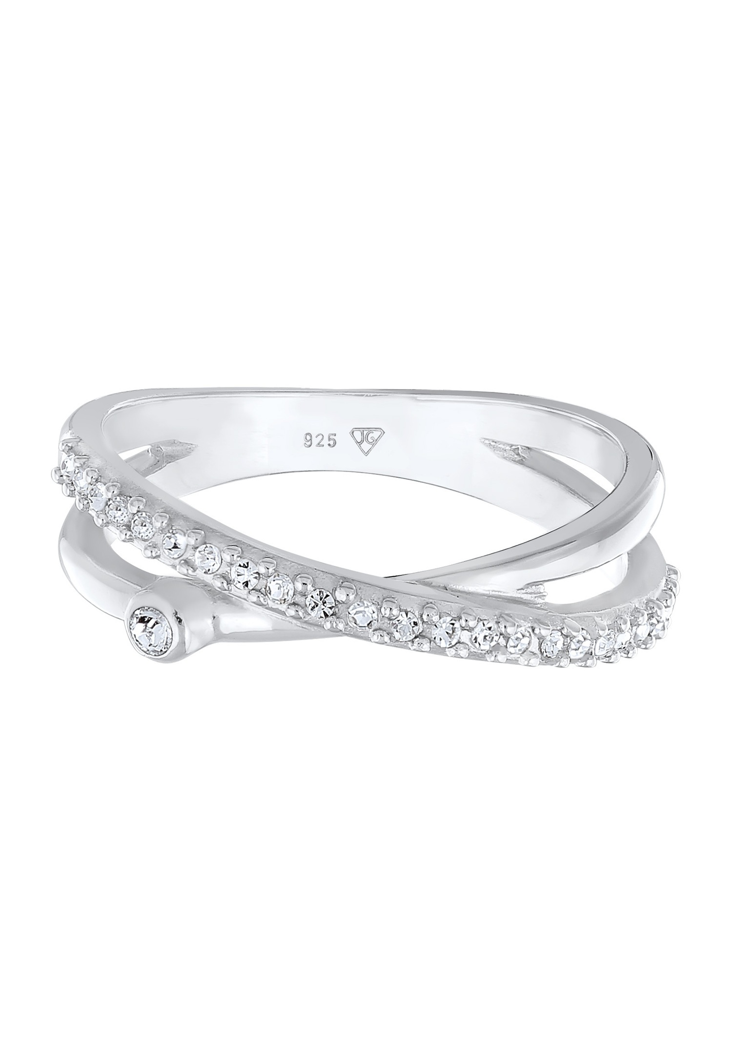 Elli Femmes enroulement en forme de X étincelant avec cristaux en argent sterling 925