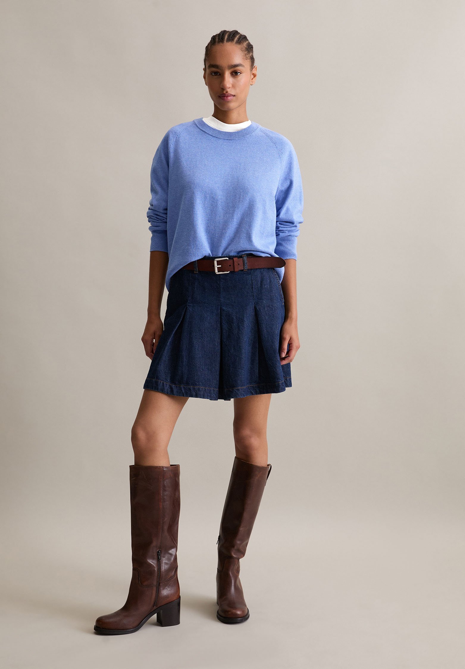 Marc O'Polo DENIM PULLOVER LONG SLEEVE - Sweter - średni niebieski melanż_free_