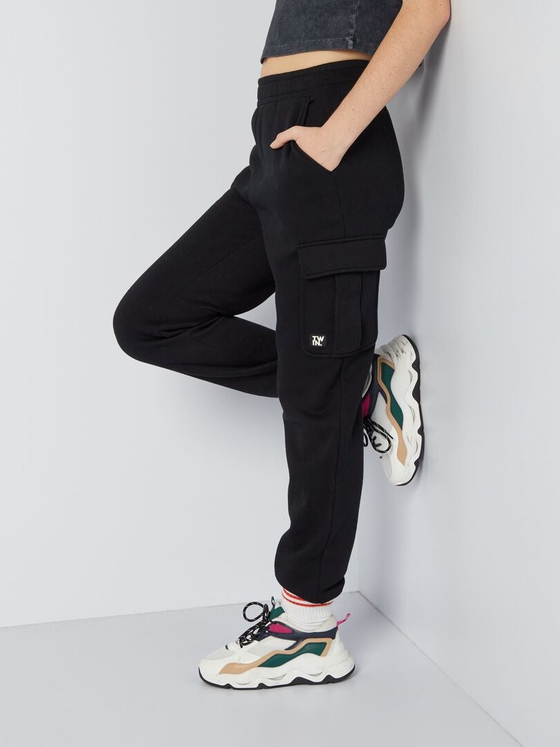 Fleece joggingbroek - ZWART