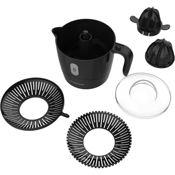Presse-agrume électrique - Arthur Martin - 30 W - 0,5 L - Noir - 2 cônes inclus