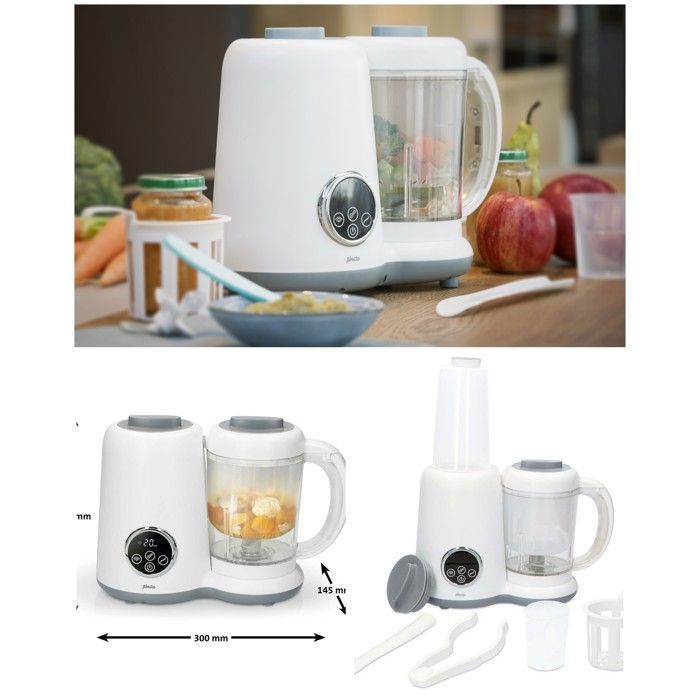 Robot pour repas bébés 5 en 1 Blanc – 300W – Stérilisation -Chauffe-biberon-cuiseur vapeur