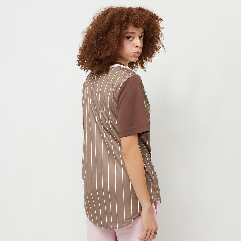 Honkbalshirt met blokpatroon en krijtstrepen