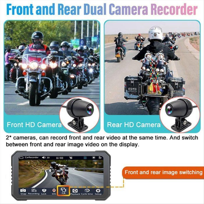 DVR para motocicleta de 6,25 pulgadas, inalámbrico, compatible con CarPlay y Android Auto, monitor de navegación GPS, Bluetooth, pantalla táctil y resistente al agua.