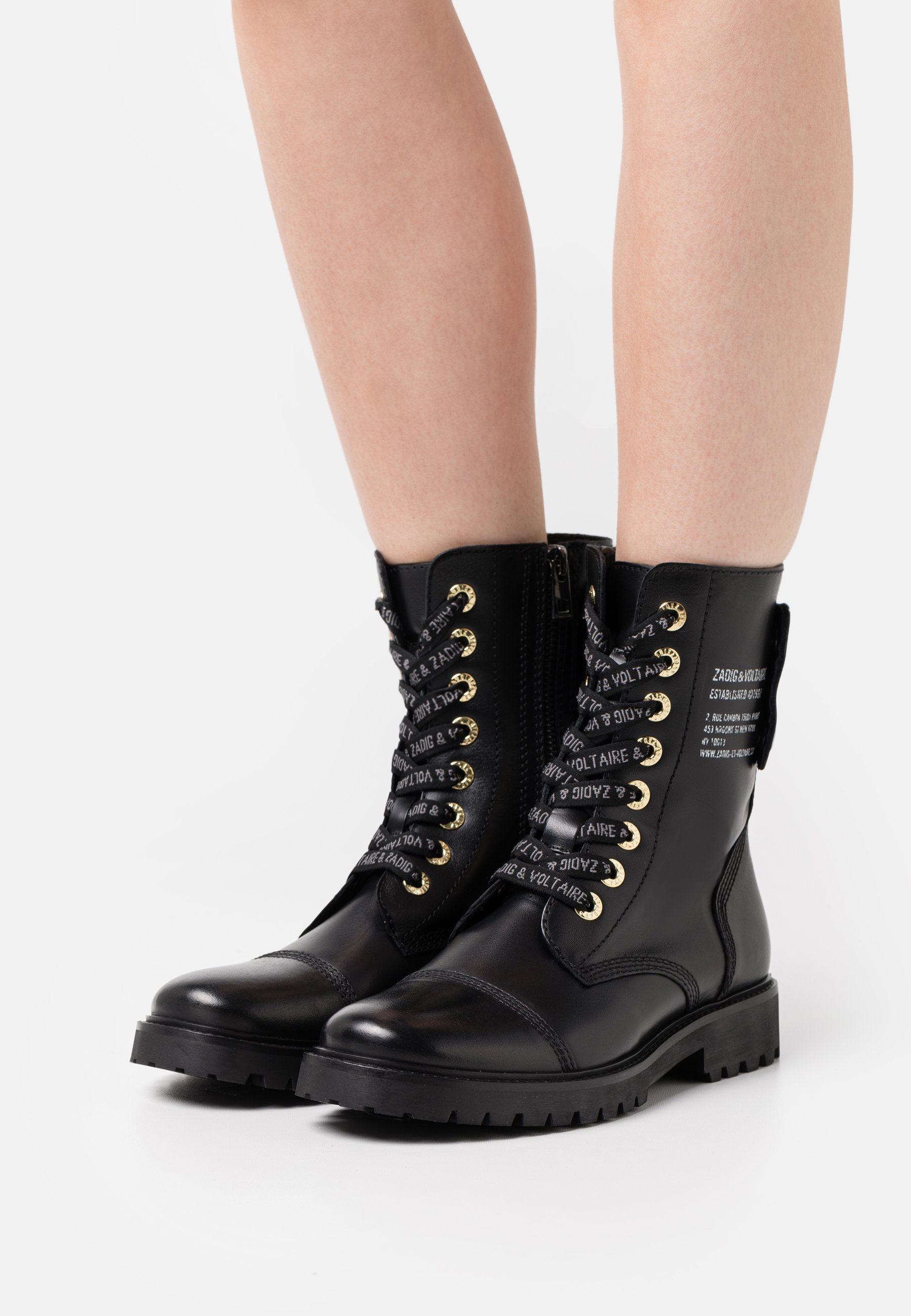 Zadig & Voltaire JOE SMOOTH - Enkellaarsjes met vetersluiting - noir
