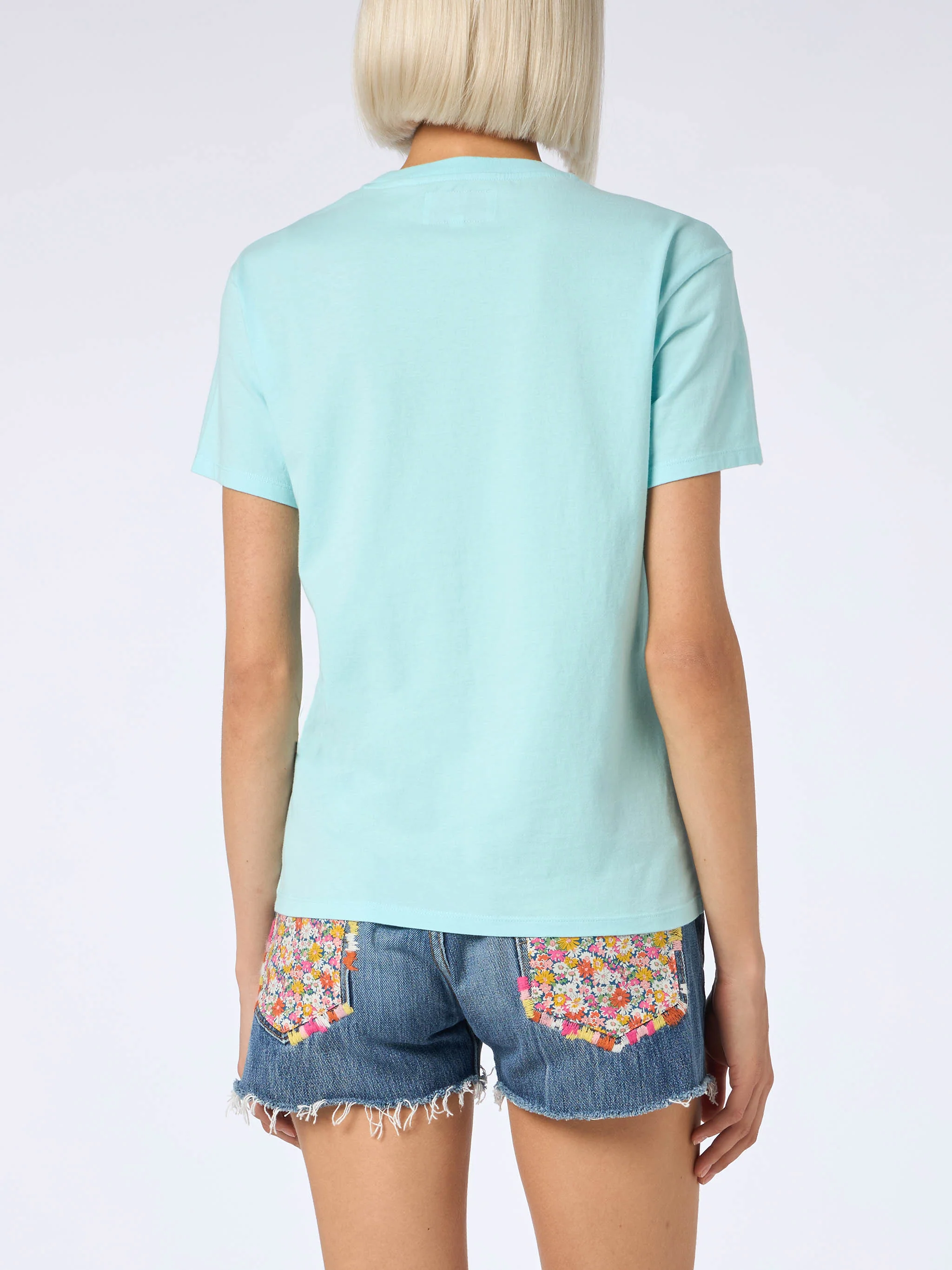 Emilie dames T-shirt met ronde hals, gemaakt van katoenen jersey, met St. B-print.