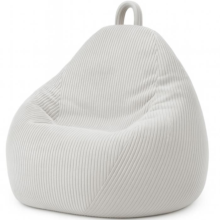 Sillón tipo puf de pana desmontable - 80x70 cm - Bananair - Gris claro - Hecho en Francia