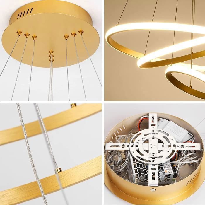 Dorlink® Suspension LED Moderne - Or -Ø 20+40+60 cm  Avec télécommande - convient pour une chambre ou un couloir