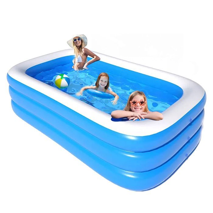 Piscina hinchable familiar de 3 capas, 150 x 105 x 50 cm