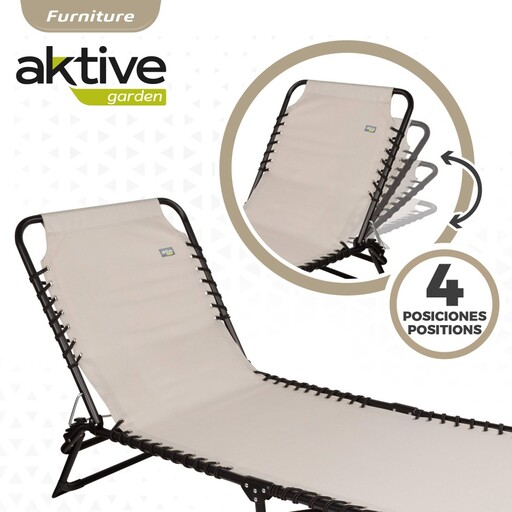 Aktive Cream Multi-Position Folding Sun Lounger