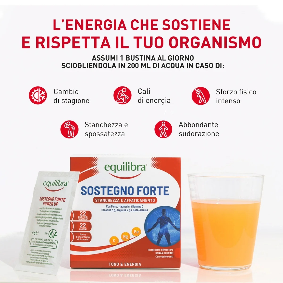 EQUILIBRA Equilibra Strong Support 22 sachets Complément alimentaire contre la fatigue et l'épuisement