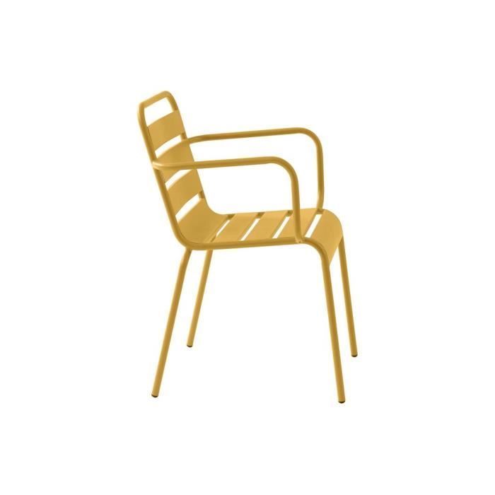 Conjunto de mesa y sillas de jardín de metal - Amarillo mostaza - MIRMANDE de MYLIA