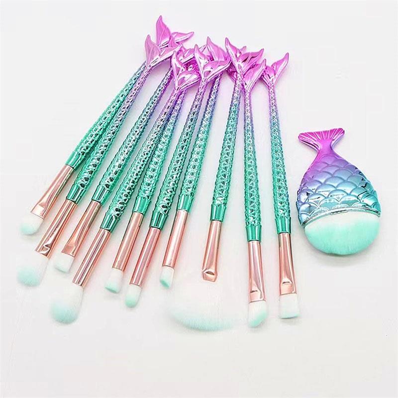 Ensemble de 11 pinceaux de maquillage pour les yeux : pinceaux pour fard à paupières, correcteur, eyeliner et sourcils.
