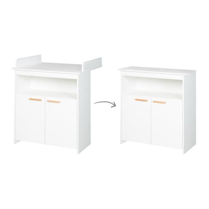 Commode à langer Bébé ROBA Anton - 2 Portes - Compartiment Ouvert - Fermeture Douce