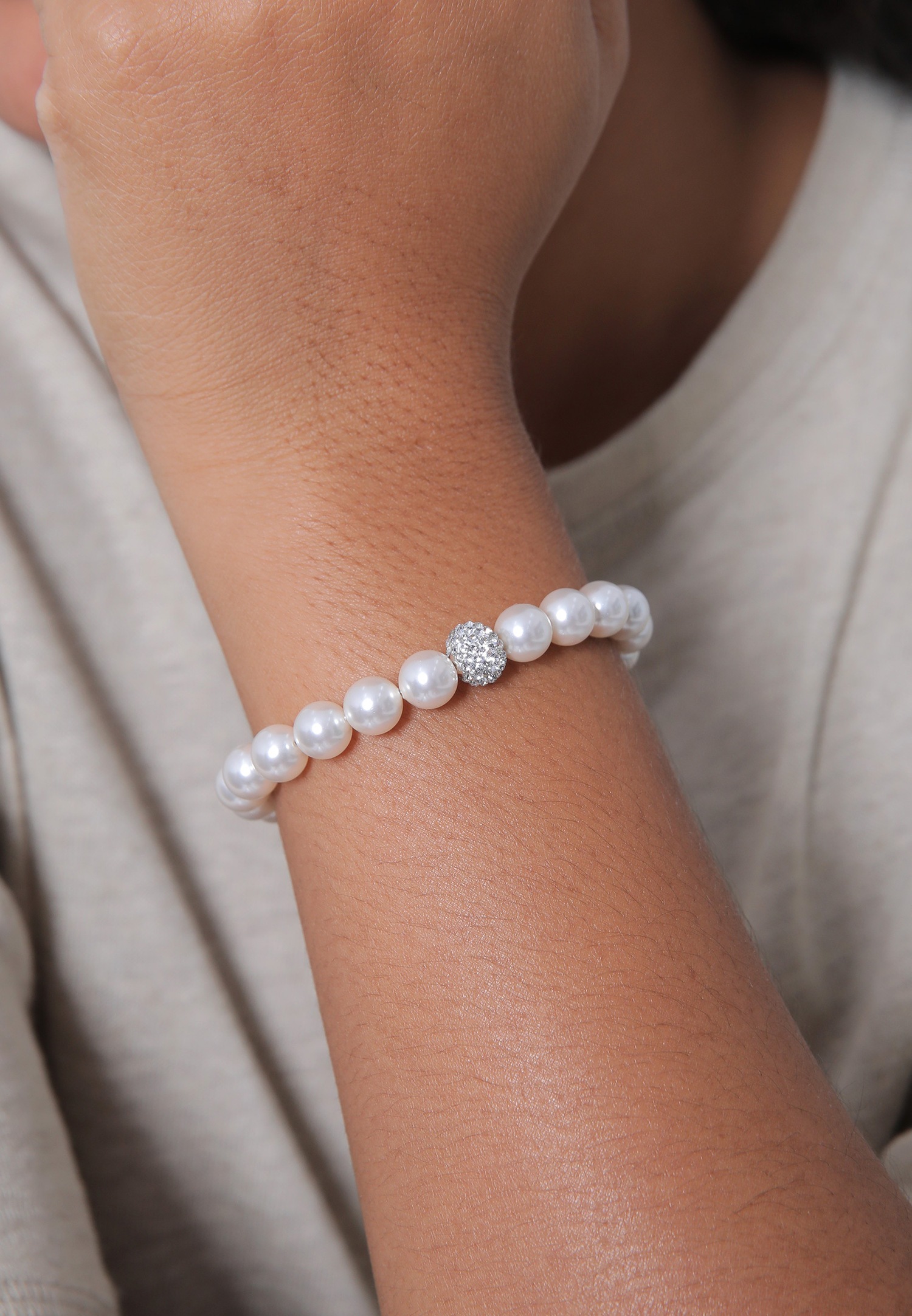Elli Femmes Elégant avec Perles Synthétiques et Cristaux en Argent Sterling 925